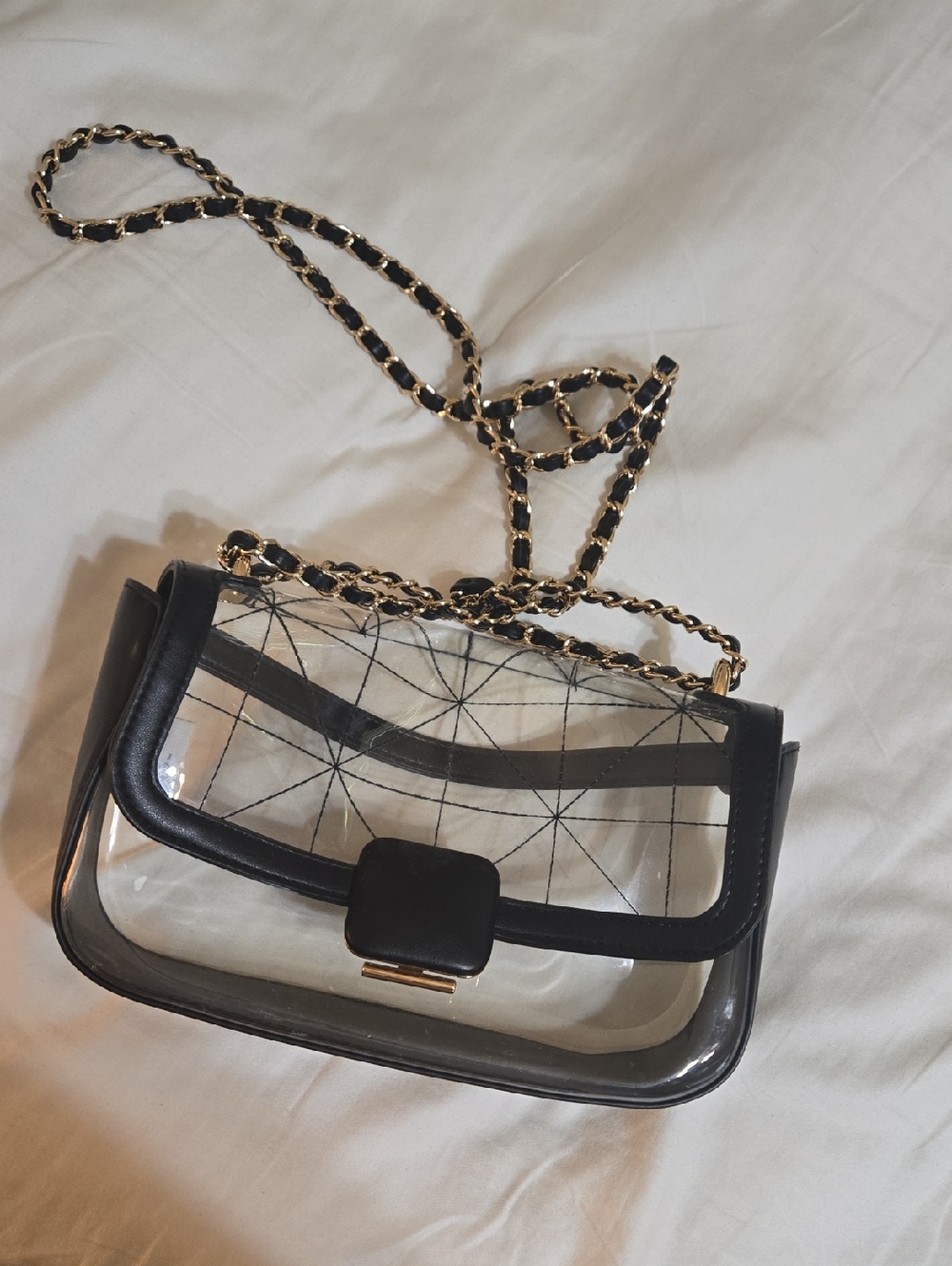 a new day Black Trim Clear Crossbody with Gold Chain